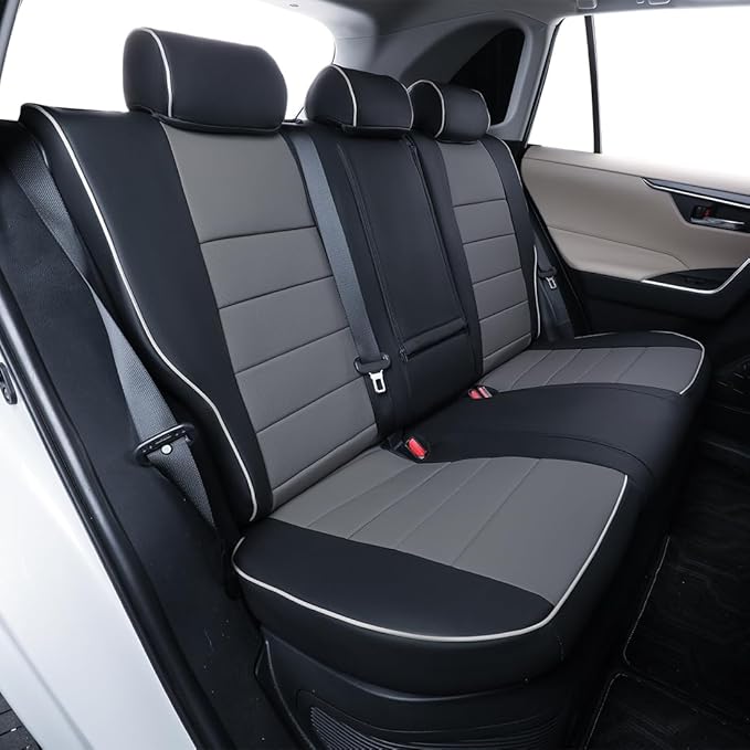 EKR Rav4 Seat Covers Custom Fit for Toyota Rav4 (Hybrid) SE/XSE & (PHEV) GR Sport 2026,Waterproof Car Seat Cover Full Set for SUV,Factory-Style Interior Upgrade,Faux Leather(Black/Gray)