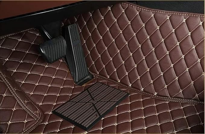 Car Floor Mats for 99% Cars, Trucks and SUVs Full Coverage Pads Protection Non-Slip Leather Floor Liners (Beige)