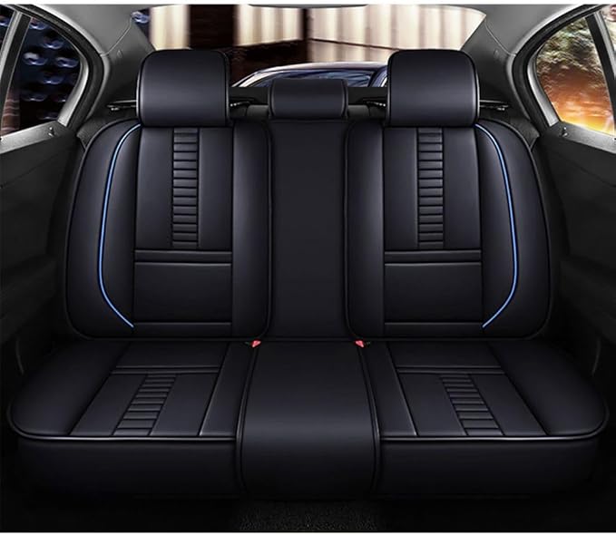 for Toyota RAV4 2008-2025 Car Seat Covers, Full Coverage Customized Seat Covers Premium Leather Waterproof Stain-Resistant Easy to Install (Full Set, Black&Blue)