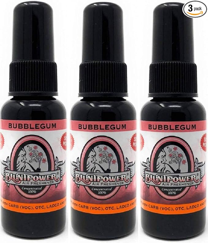BluntPower (Bubblegum, 3 Pack) Concentrated Air Freshener - Premium Oil Based Air Freshener Spray For Home and Car - Long-Lasting Bathroom Spray, Car Freshener, & Odor Eliminator Spray
