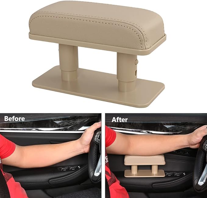 Car Driver Arm Pad Cushion Car Center Console Elbow Cushion Pad Car Door Armrest Rest Pad Adjustable Height Comfort Universal Fit for Most Car, Gray