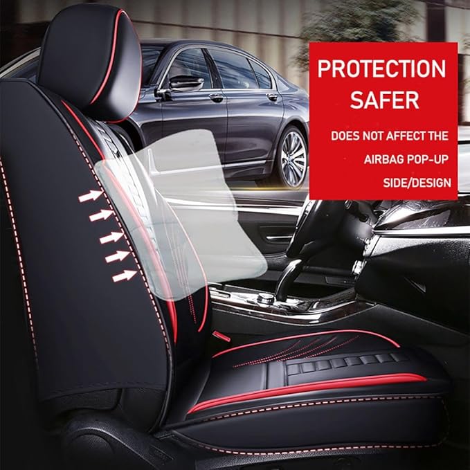 for Toyota CHR Seat Covers 2018-2026, Full Coverage Customized Car Seat Covers, Premium Leather Waterproof Stain-Resistant Easy to Install (Luxury 2 Seats, Black&Red)