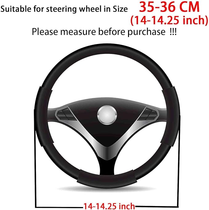 Suede Steering Wheel Cover,Compatible with Honda Civic 2006-2015 CR-Z Insight S2000 Leather Sport Non-Slip Wheel Cover Car Interior Accessories 14-14 1/4 inch for Man and Women