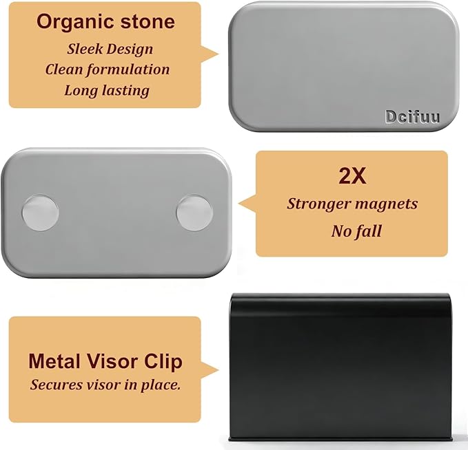Stone Car Air Freshener - Car Odor Eliminator - Long Lasting Scent - Auto Accessories - Metal Clip (Amber Scent Starter Kit)