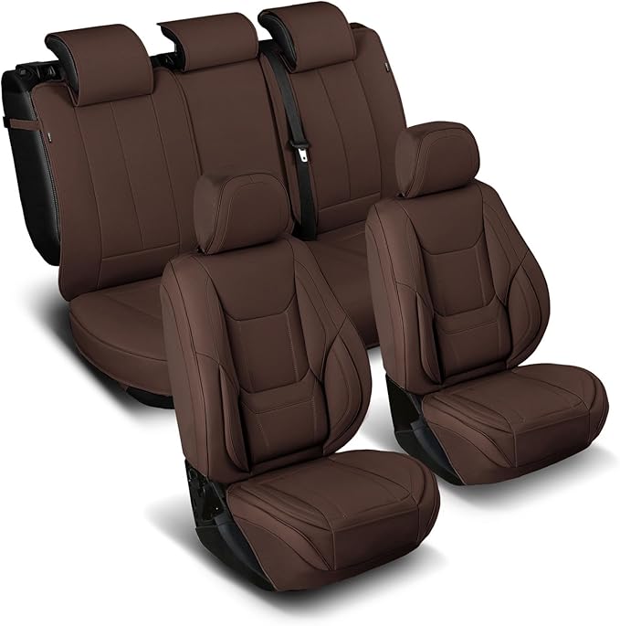 Coverland Custom Fit Car Seat Covers for SUV Compatible with [Lexus RX 300, RX 330, RX 350] Premium Car Seat Cover Water Resistant Leather Non-Slip Interior Protector [Full set Dark Brown - Chart X91]