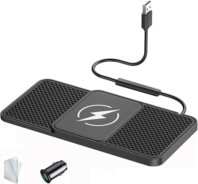 Wireless Car Charger Pad for Mercedes Benz A Class A250e A260 AMG A35 A45, Phone Charging Mat 20W Type C/USB Cordless Non-Slip Charging Station Adapter Center Console