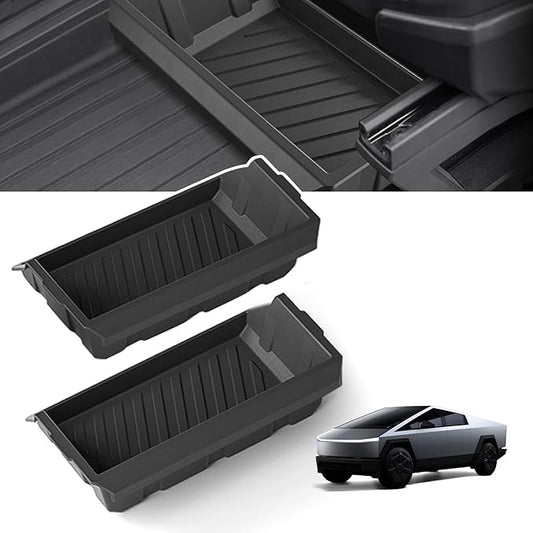 Tesla Cybertruck Underseat Storage Box - Custom-Fit Organizer for 2024-2025 Model, Durable ABS Material, Easy Installation, Maximizes Hidden Storage Space