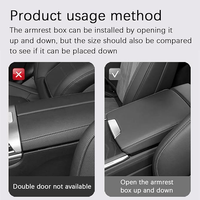 Car Center Console Cover, Leather Vehicle Armrest Cushion Pad with 2 Storage Bags, Auto Interior Middle Console Storage Box Protector Accessories, Universal for SUV, Sedan, Truck (Gray)