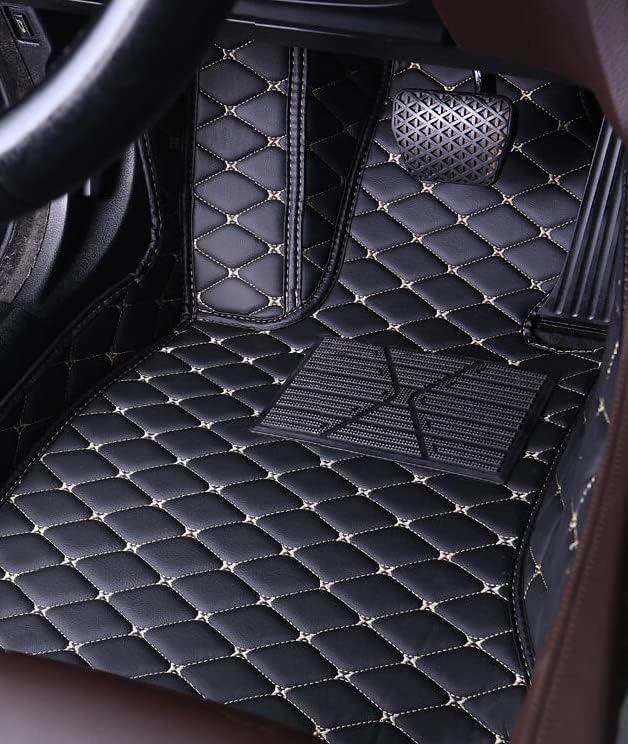 Car Floor Mats for 99% Cars, Trucks and SUVs Full Coverage Pads Protection Non-Slip Leather Floor Liners (Black/Blue)