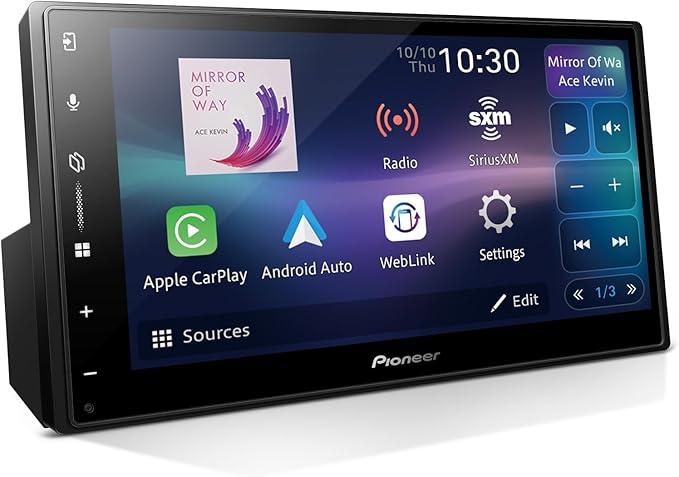 Pioneer DMH-W3000NEX 6.8" Double Din Multimedia Digital Media Receiver, Wireless Apple CarPlay and Android Auto, Bluetooth, Backup Camera Compatible, Touchscreen, One Touch Navigation