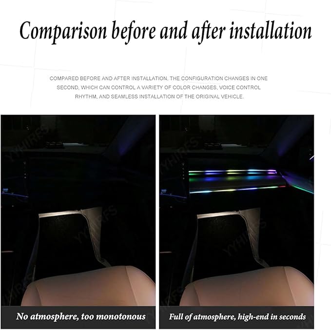 Dynamic RGB Interior Light Kit, Led Lights for Car with Dynamic Color Chasing, Adjustable Brightness for Lnterior Into A Dynamic and Colorful Space (1 Kit)