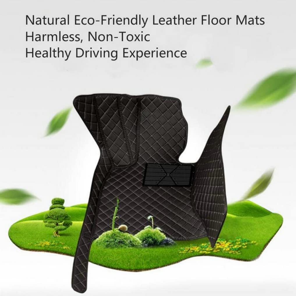 Custom All-Weather Protection Leather Car Floor Mats for Cars Sedan SUV Sports Car Waterproof Floor Mat (Black-Beige)