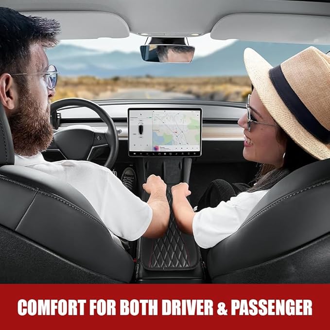 Car Center Console Cushion Pad, Armrest Cover for Car, Leather Waterproof Armrest Seat Box Cover, Auto Accessories Comfortable Arm Rest Box Cushion Pad for Most Vehicles (Black)