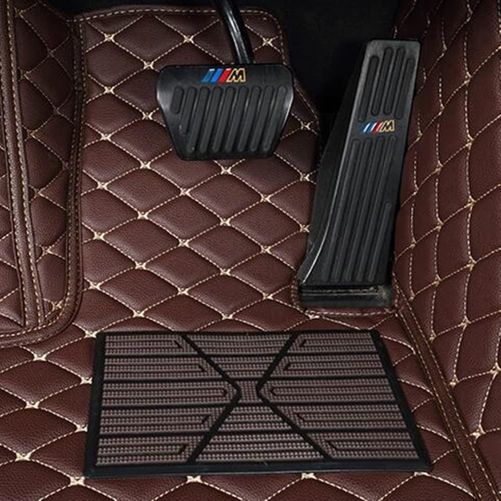 Custom All-Weather Protection Luxury Leather Floor Mats for Cars SUVs Trucks According Anti-Slip Leather Floor mats ﻿ (41,Striped Dark Brown)