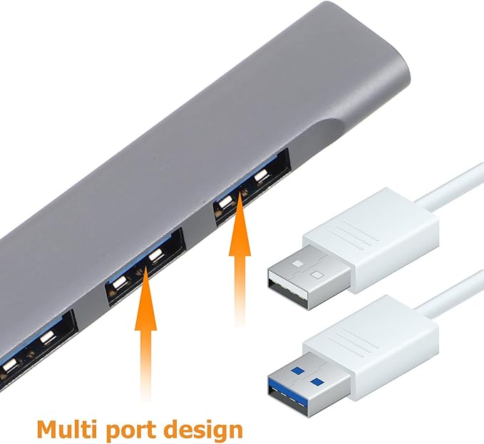 Sewroro USB Multiport Hub Expander for Laptop and Car USB Extender Hub for Keyboard Mouse and Gaming Accessories Dark Gray with Packaging Box