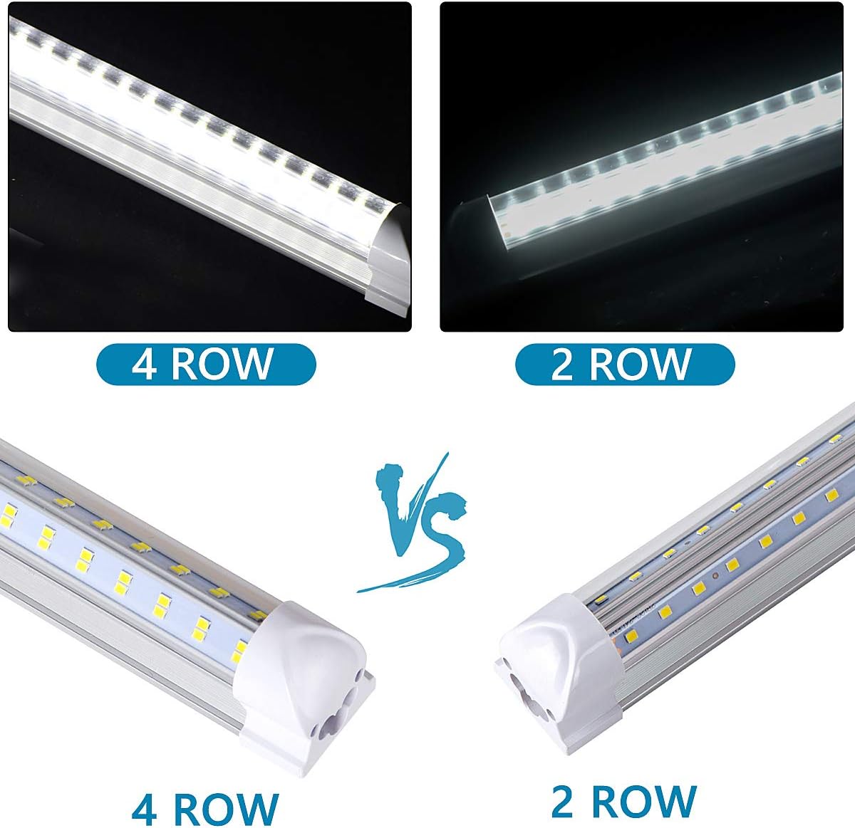 20 Pack 8FT LED Shop Light Fixture, 144W 15500LM 6000K Cool White,High Output Linkable Tube Light, 4 Rows V Shape T8 8 Foot LED Shop Lights for Garage, Warehouse