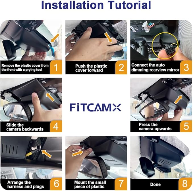 Fitcamx Front 2K+Rear 1080P Dash Cam Adapts for Hyundai Kona 2023-2025 & Kona Electric (Part No#BE010), OEM Style, Dual HD Video, WiFi Connect & APP, Loop Recording, G-Sensor, Easy to Set, 64GB Card