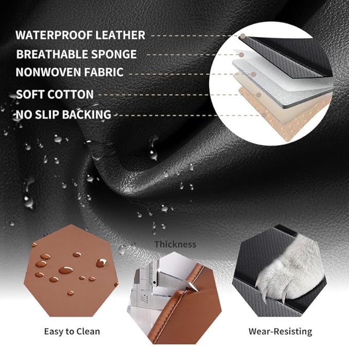 Car Seat Covers Custom Fit for Chevrolet/Chevy Cobalt 2004-2010 , Premium Faux Leather Waterproof Car Seat Protectors with Lumbar Support, Breathable Anti-Slip Easy to install(Black&Brown,Full set)