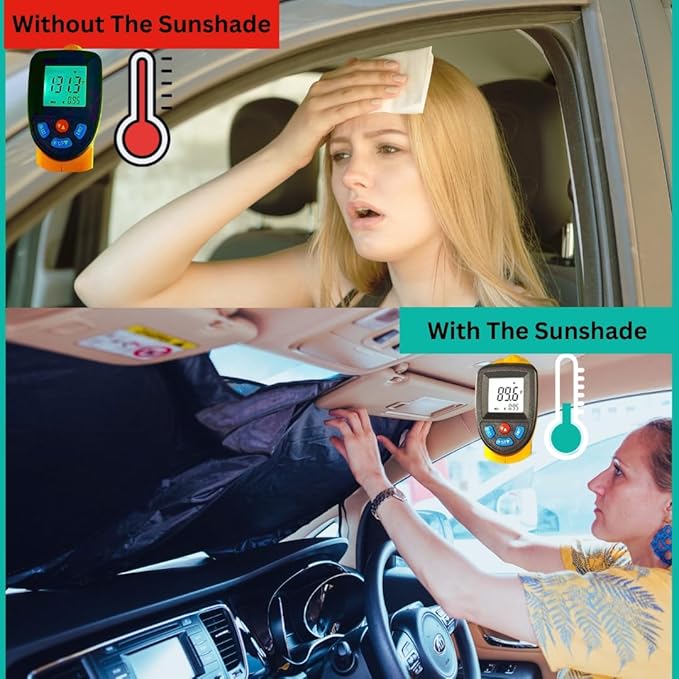 Windshield Sun Shade -Certified 99.87% UVB & 99.02% UVA Car Sun Shade. Award Winning Sunshade - Patented Technology | Compatible for Toyota Sienna (2011-2020) | Car Shades by Kinder Fluff