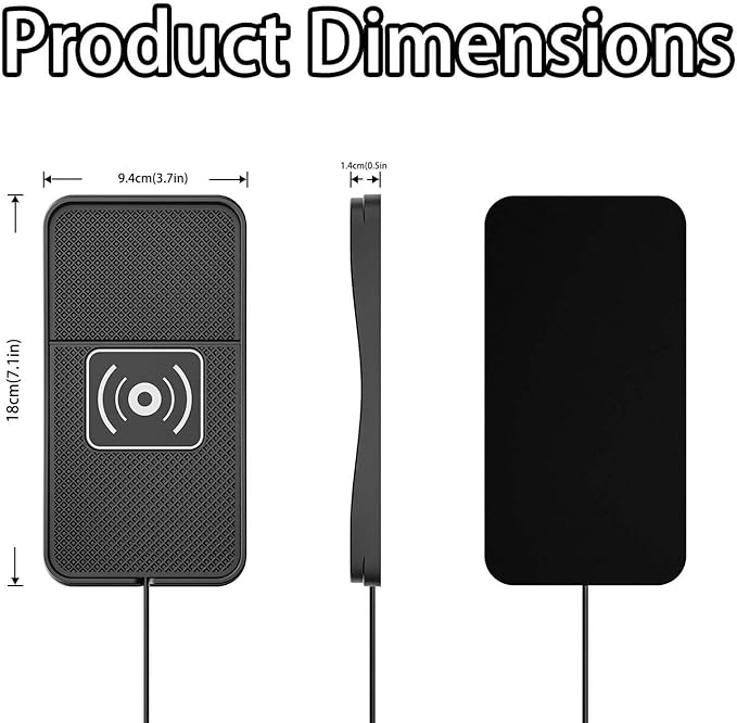 Car Wireless Charger Pad for Hyundai Azera 2006-2017, Fast Car Wireless Charging Pad for Car Center Console, Non Slip Charging Mat,1M-USB
