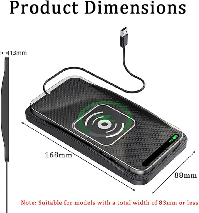 Wireless Car Charger Pad for Toyota RAV4 Prime 2021-2024, Type-C/USB 20W Car Wireless Charger Non-Slip Phone Charging Pad Car Accessories,B 30cm Cable USB Plug