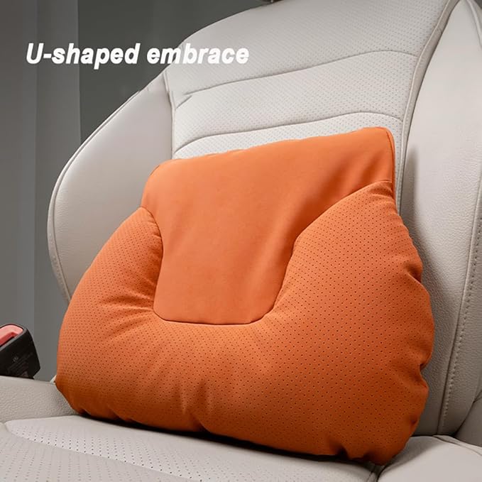 Car Neck Pillow Set for BMW M5 Touring 2025, Leather Car Headrest Lumbar Support Waist Backrest Head Support Cushion,Orange