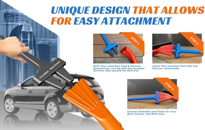 2'' x 12'' Wet/Dry Vacuum Claw Nozzle and Tool—Ice Scraper All-in-One (Compatible Bundle) for Auto, Home, Trucks, RVs, & Gas Stations Car Wash Cleaning Supplies, Utility, Attachment Kits (Blue/Black)