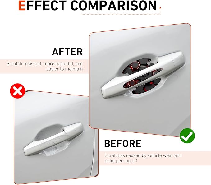 8 PCS Car Door Handle Scratch Protectors, Scratch-Proof Door Cup Protectors, Automotive Door Handle Paint Protective Film, Universal for Most Cars (Style 6)