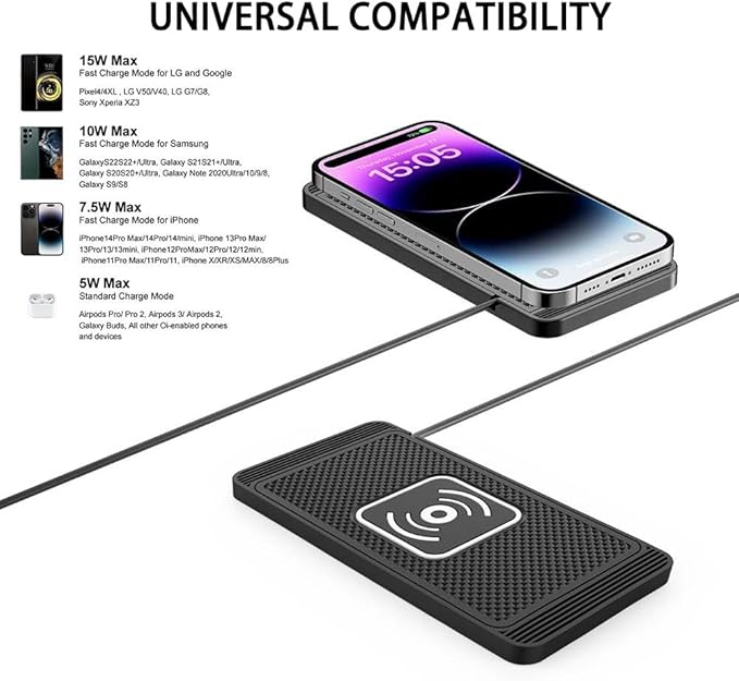 Wireless Car Charger Pad for Nissan Armada 2005-2026, Type-C/USB 15W Car Wireless Charger Non-Slip Cordless Charging Mat Car Accessories,A-30cm USB Interface