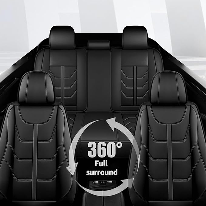 TTX LIGHTING Car Seat Covers fit for Dodge Challenger 2008-2025 Full Set: Premium Leather Automotive Seat Cover with Airbag Compatible Waterproof (5 Seats, Black)