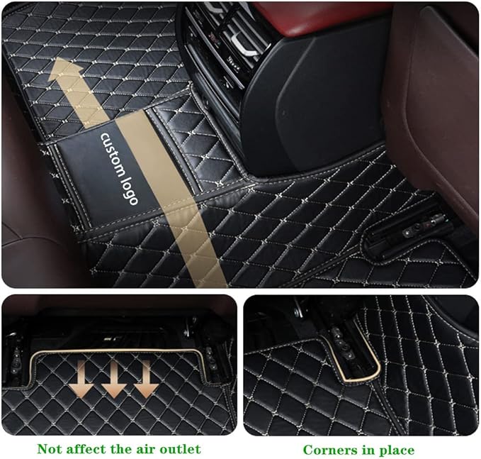 Custom Personalized Floor Mats for Cars - Luxury Full Coverage All Weather Mats, Anti-Slip Leather Mat Set, Fit for 99% of Cars, SUVs & Trucks (Yellow, A-Diamond)