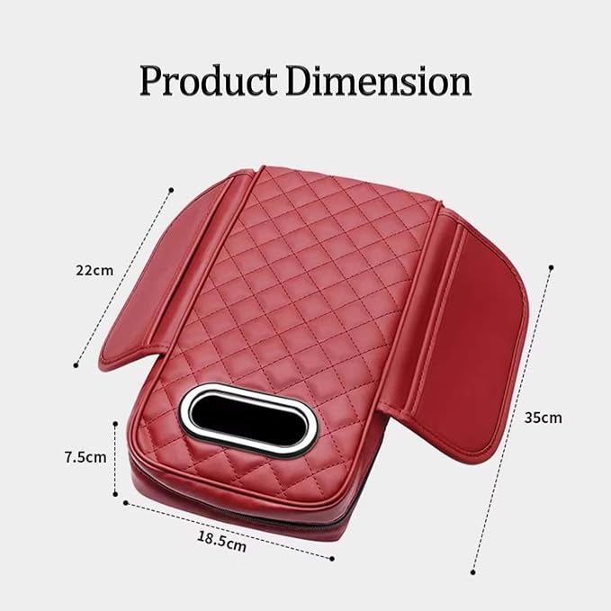 Car Center Console Armrest Pad for Lincoln, Leather Cover with Storage Pocket & Tissue Box Holder, Memory Foam Cushion for Aviator Standard SUV 2020-2025,Grey