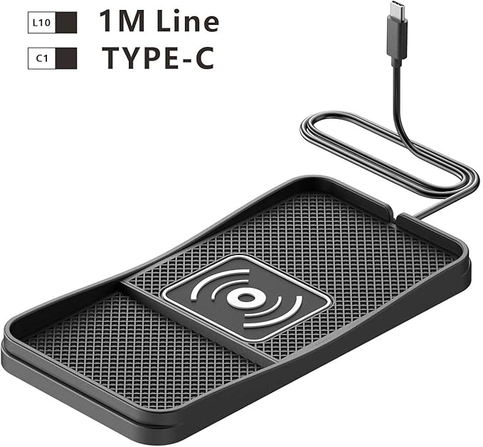 Car Wireless Charger Pad for Audi A3 2006-2013 2015-2020 2022-2026, Fast Car Wireless Charging Pad for Car Center Console, Non Slip Charging Mat,1M-Type C