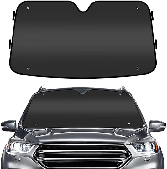GENANY Black Windshield Sun Shade for Car SUV Truck (64x32 Inches), Sun Shade Windshield, Shades for Front Windows, Protector Blocks UV, Car Decor