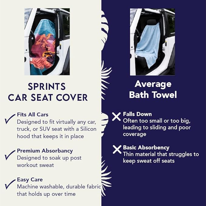 Sprints Athletic Running Towel, Full-Sized, Car Seat Cover - Performance Microfiber (Racing Stripes)