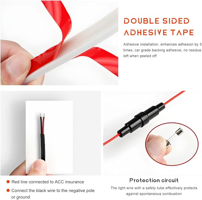 Car Hood Light Strip, 79 Inches Flexible DRL Dynamic Scan Start up Hoodbeam Kit, Waterproof 12V LED Headlight Strips Engine Cover Decoration, Exterior Car Accessories