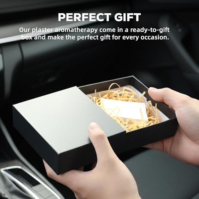 Car Air Freshener Small Gypsum Aromatherapy Diffuser New Smell Set Clean Ingredients Car Odor Eliminator Long Lasting Scent Auto Accessories with Metal Clip (Square, 1 PCS)