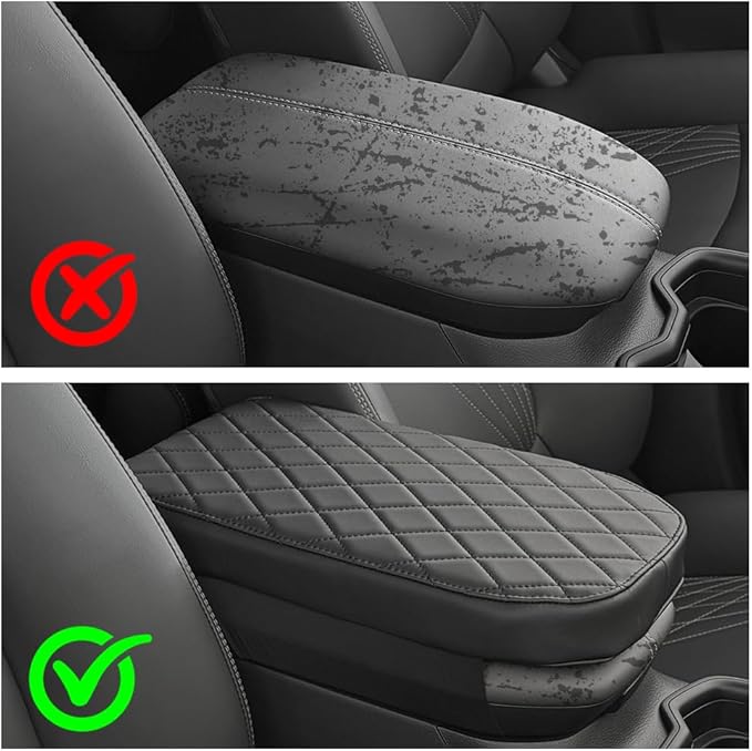 RAV4 Center Console Cover/Pad Fit 2019-2023 2024 2025 2026,Faux Leather Toyota RAV4 Armrest Mat,Ergonomic Support Cushion,Console Protector,Waterproof Wear-Resistant Scratch-Resistant
