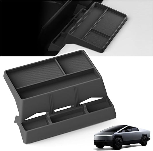 Tesla Cybertruck Behind Screen Storage Tray - Premium Silicone Dashboard Organizer, Custom Fit for 2024-2025 Model, Scratch-Resistant, Easy Installation, and Anti-Slip Design for Secure Storage