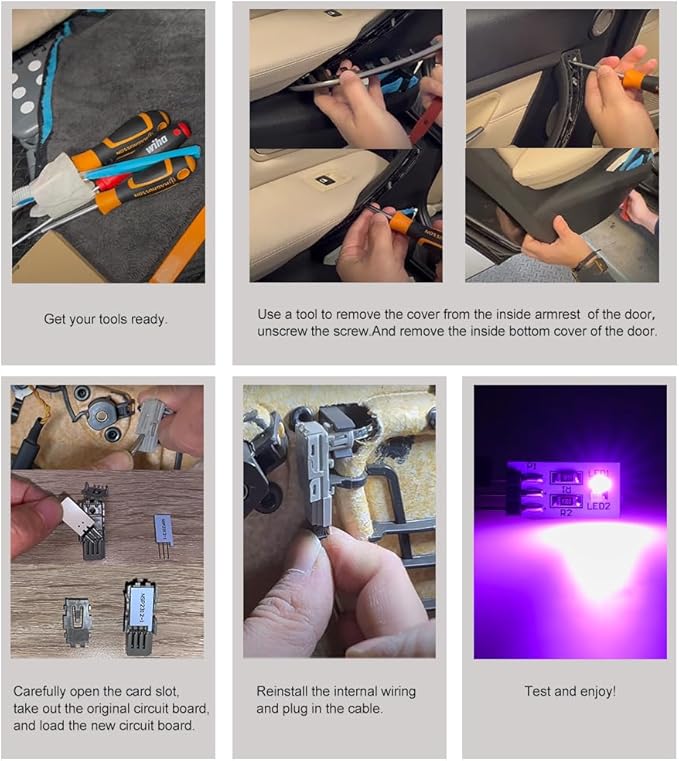 NJSBYL 1X Interior Cup Holder Ambient Lighting Circuit Board for B-MW 2 3 4 Series X1 X2 I3 M2 M3 M4 Pre-LCI Center Console Storage Tray Dash Trim Lamp LED Blue-Purple Replacement