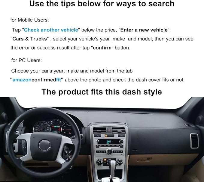 Yiz Dash Cover Mat Custom Fit for Chevrolet Chevy Equinox/Pontiac Torrent Dashboard Cover Pad Cap Carpet Potector J287 (Dark Gray)