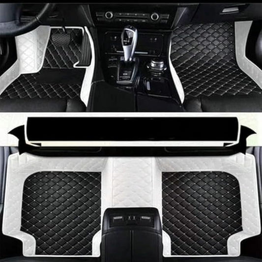 Customize Making Car Floor Mats for 99.99% Sedan SUV Pickup Truck Full Coverage Men Women Cute Leather Protection Pads Non-Slip Floor Liners (Black+White Side)