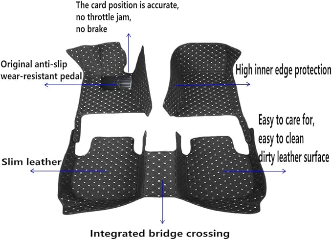 KaiLaiCarCustom Automotive Car Floor Mats for 99.99% Sedan SUV Sports Car Men Women Protection Full Coverage Pads Anti-Slip Leather Floor Lining (Black + Green bar, E- Diamond + Strip +Color Bars)