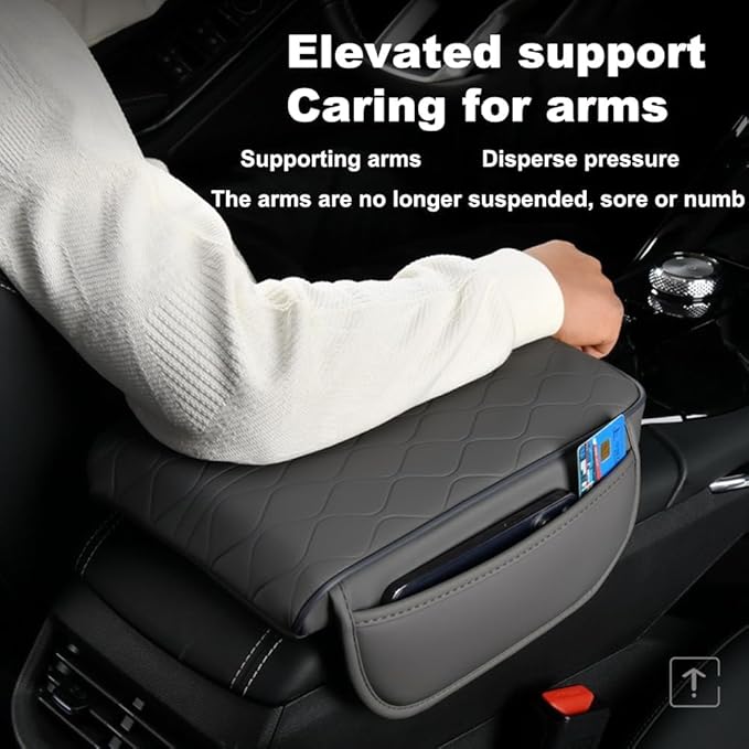 1 Pack Car Center Console Cover Custom Fit for Acura RDX 2013 2019-2023 2024 2025, Leather Memory Foam Armrest Cushion Protector, Anti-Scratch Durable Armrest Pad,Coffee Brown