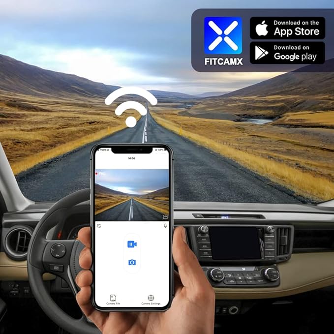 Fitcamx Front 4K+Rear 1080P Dash Cam Adapts for Toyota RAV4 2017 2018 (Part No #42080/42090), Integrated OEM Look, Dual HD Video, WiFi & APP, Loop Recording, G-Sensor, Easy to Use, 128GB Card