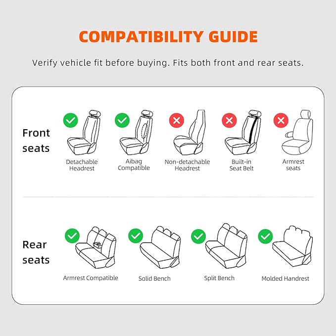 KEYOOG Car Seat Covers Leather Full Set Universal 5-Seater Waterproof Breathable Nappa, Compatible with Honda Civic, Toyota Camry Corolla, Nissan Rogue Sentra, Fit for Front Rear Seats Most Sedans SUV