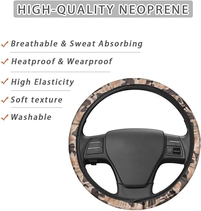 SEANATIVE Duck Camo Hunting Auto Steering Wheel Cover Auto Interior Protector Accessiores,Non-Slip Universal fit 15 inch, for Van Car Sedan SUV