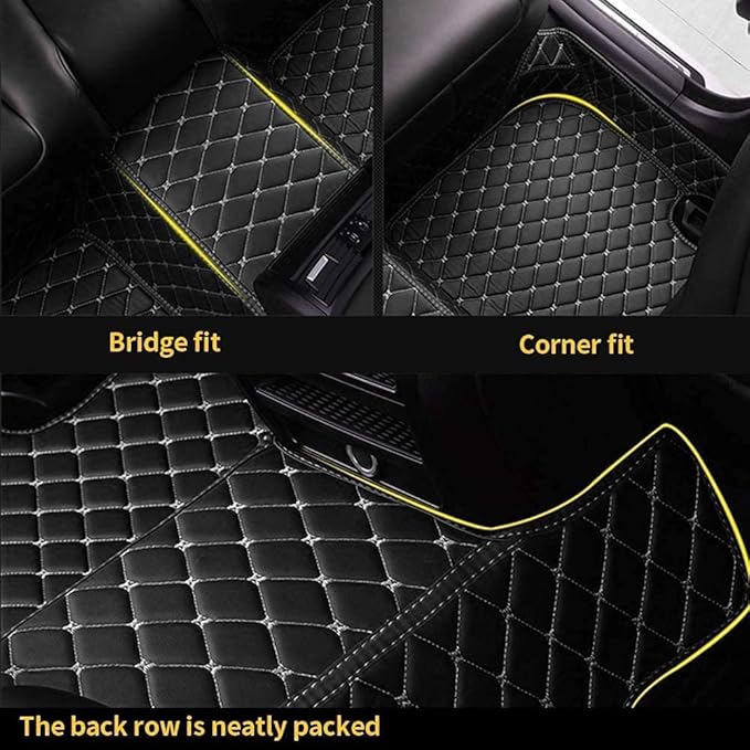 Custom Making Car Floor Mats for 90% Car Model Luxury Leather All Weather Waterproof Anti-Skid Full Coverage Liners (Black red)