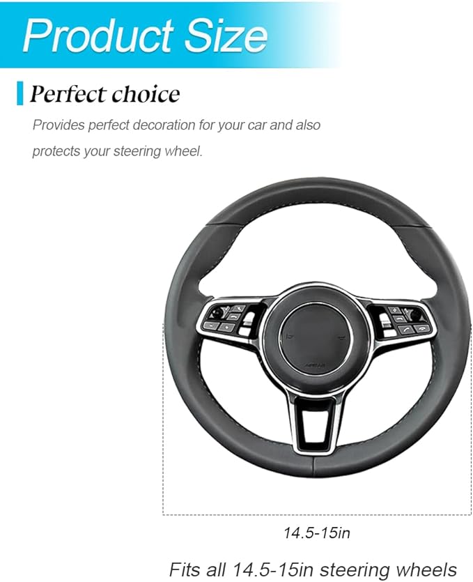 Bling Car Steering Wheel Cover, 15 Inch Crystal Rhinestones Elastic Stretch Breathable Vehicle Steering Wheel Protector for Women Girls, Universal Auto Interior Accessories (Black Gray)