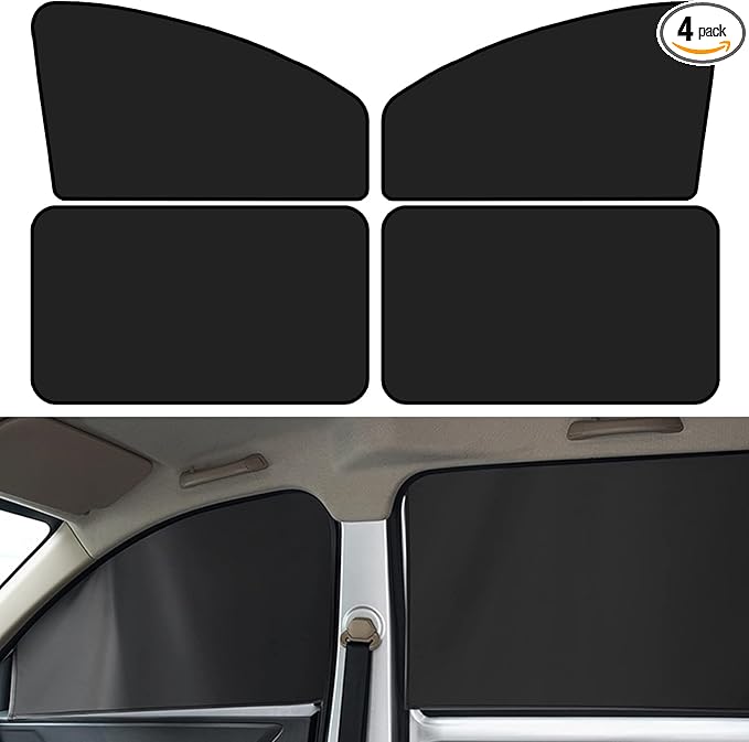 NTNEV Car Side Window Sun Shades, Shades with Magnets, Shade for Baby, Strong-Light Blocking & UV Protection Privacy Covers Auto Accessories (Double-sided Black)